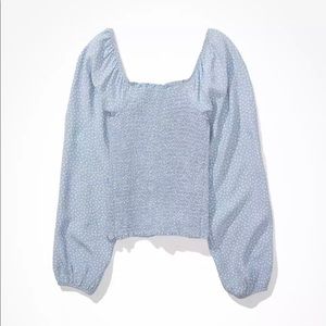 AE smocked square neck blouse size S
